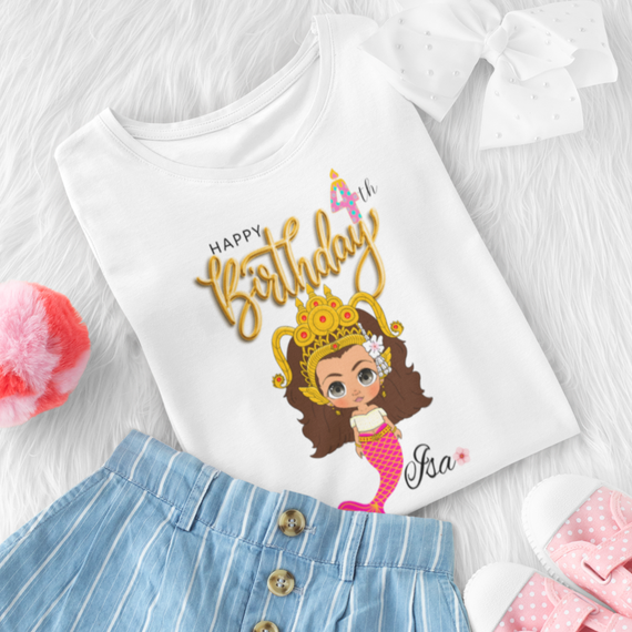 Custom Apsara Mermaid Birthday Kid Shirt